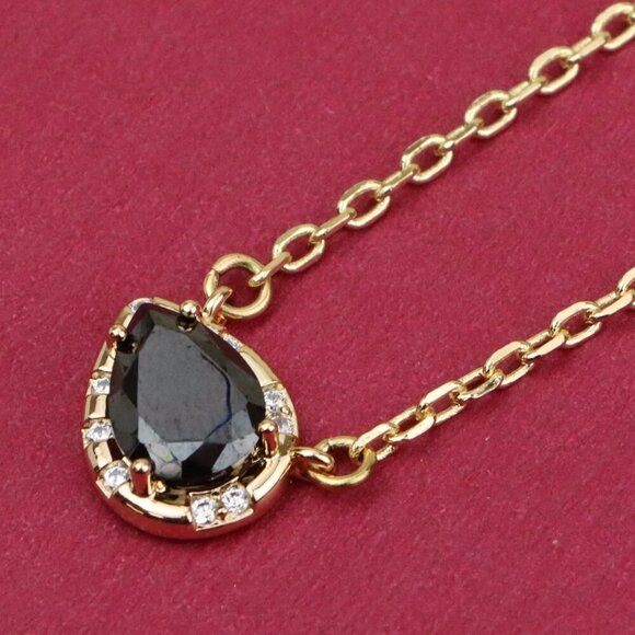 Elegant Rose Gold Necklace with Black Stone Pendant, XPNL0405 - Picture 1 of 12